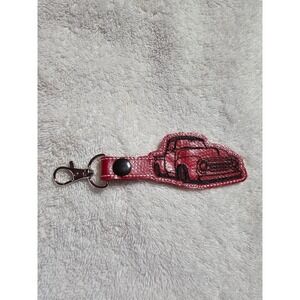 Truck Keychain Embroidered Car Keyring Novelty Auto Accessories Red